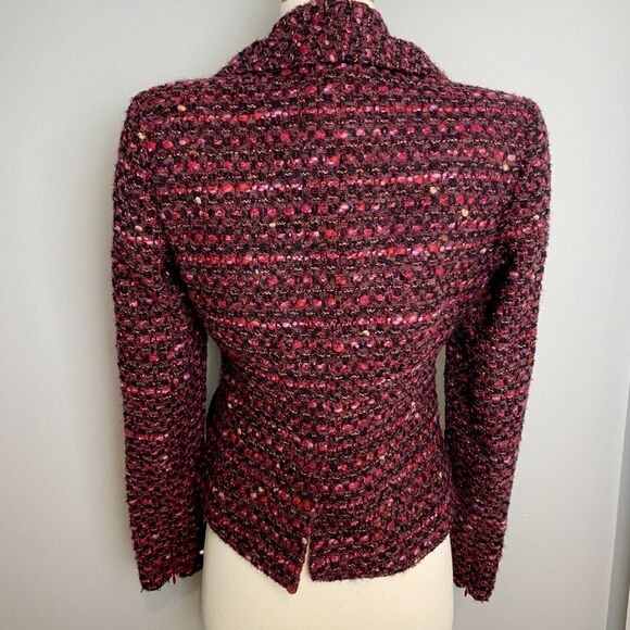Nanette Lepore Pink and Black Tweed Blazer with Toggle Closure, Size 2 - Picture 6 of 9
